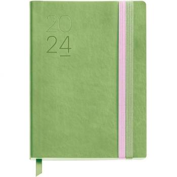 Agenda 2024 Miquelrius verde castellano con diseño pastel y vista semanal