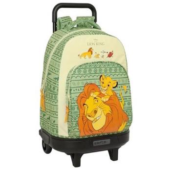 Mochila Escolar Grande con Ruedas Mufasa Compact Extraíble Verde Beige 33x45x22 cm, Ideal para Niños, Cómoda y Versátil, Calidad y Resistencia