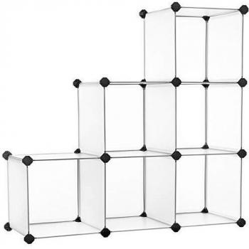 SONGMICS Armario Modular, Plástico Modular, Almacenamiento de 6 Cubos, Zapatero, para Ropa de niños, Juguetes, Mazo, 93 x 31 x 93 cm, Blanco LPC111S