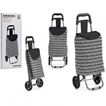 BigBuy Home S3606059 Carro de Compra, Materiales Varios, Blanco/Negro, 87 x 35 x 28 cm