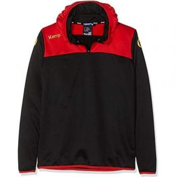 Kempa Emotion 2.0 Quarter Zip Hoody Sudadera, Hombre, Black/Red/Yellow, 116