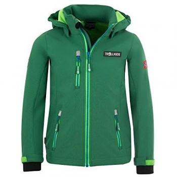 Trollkids Chaqueta Softshell Niños Preikestolen, Color Verde Oscuro/Verde Claro/Azul Talla 6 años