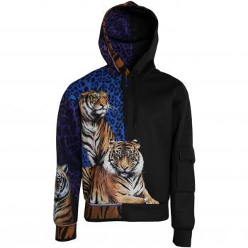 Dolce & Gabbana Multicolor Tiger Hooded Sweatshirt - IT42 | XS, Male, 2XS, Animal Print