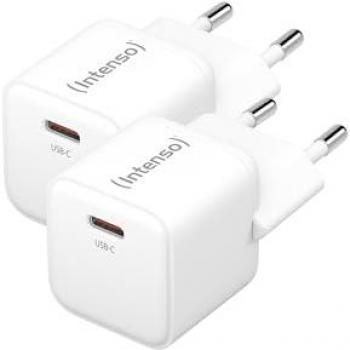 Cargador USB-C Intenso 30W GaN, Pack de 2, Carga Rápida, Blanco