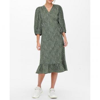 Only Vestido Midi Estampado de Manga 3/4