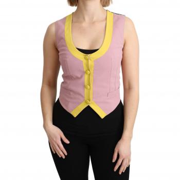 Dolce & Gabbana Pink Sleeveless Waistcoat Vest Cotton Top - IT40|S, Size: XS, Female