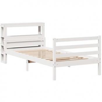 Estructura de Cama con Cabecero Blanco 100x200 cm sin Colchón, Madera de Pino