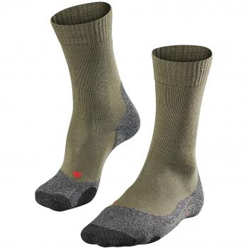 FALKE TK2 Men's Trekking Socks - Olive Green, Merino Wool Blend, Padded Comfort