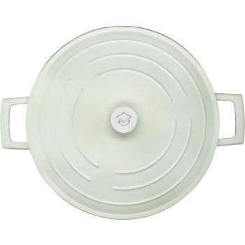 Cazuela Baja Redonda con Tapa de 4L, Acero Fundido, Apta para Hornos, Resistente a los Rayones, Revestimiento Antiadherente, Verde Menta