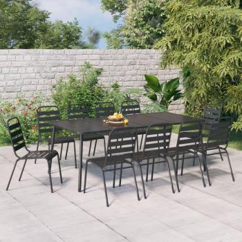 vidaXL 11 Piece Garden Dining Set Anthracite Steel
