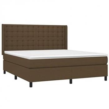 Cama box spring colchón luces LED tela marrón oscuro 160x200cm