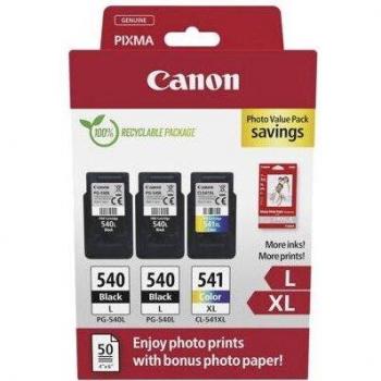Canon PG-540XL | CL-541XL Multipack de 3 cartuchos de tinta originales + hojas de papel fotográfico