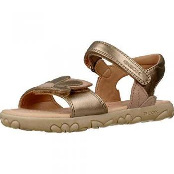 Geox J Sandal Haiti Girl, Sandalias con Punta Abierta Niñas, Beige