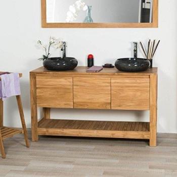 Mueble cuarto de baño de teca Wanda Collection Megève 140 Marrón