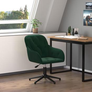 Silla de oficina giratoria de terciopelo verde oscuro Vidaxl