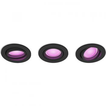 Spot empotrable LED Philips Hue Centura 3 luces, blanco y color, negro, GU10, 350lm