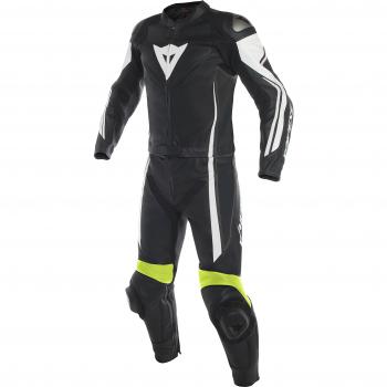 Dainese 1513459-Q90-54 Mono de piel, Negro/Blanco/Fluo Amarillo, 54