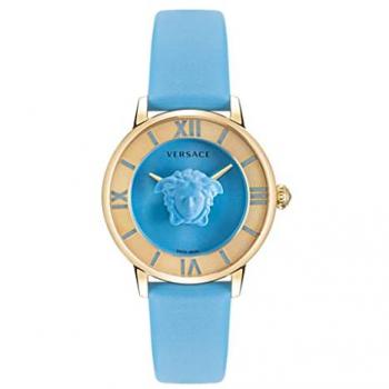 Versace La Medusa Blue Leather Strap Quartz Watch for Women