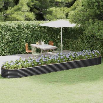 Anthracite Powder-Coated Steel Garden Raised Bed 507x100x36 cm