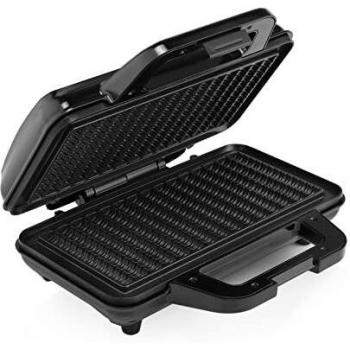 Tristar WF-1171 Máquina para hacer 15 gofres de forma alargada, recubrimiento antiadherente, asas frías al tacto, cierre de seguridad, protección contra sobrecalentamiento, 1000 W, Acero Inoxidable