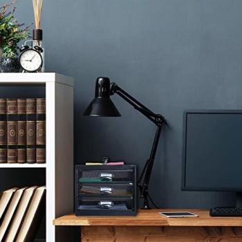 Organizador de Escritorio con 3 Cajones para Documentos A4, Acero Negro, 23 x 27,5 x 35,5 cm