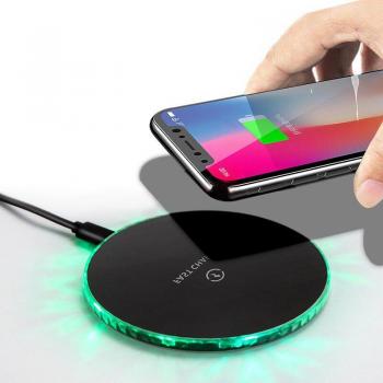 Cargador Inalámbrico Rápido TKEY 10W con Luz LED Respiratoria para Móviles Qi (iPhone 11, X, XS, 8, Samsung S9 Plus, Xiaomi Note 10)