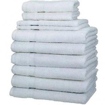 Betz 10 Piezas Set Toallas de Mano Serie Palermo Color Blanco 100% Algodon 6 Toallas de Mano 50x100cm 2 Toallas Invitados 30x50cm 2 Manoplas de baño 16x21cm