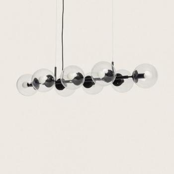 Lámpara Colgante Wassily 8 Focos de Metal y Cristal Negra para Decoración de Salón y Dormitorio