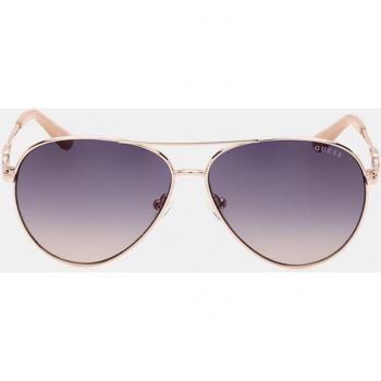 Gafas de sol aviador de metal dorado con doble puente y lentes espejadas azules para mujer Guess GU7884