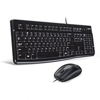 Logitech MK120 Wired Keyboard and Mouse Combo for Windows, QWERTZ German Layout - Black