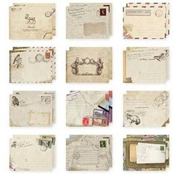 Juego de 12 Mini sobres Vintage estilo Kraft papel diseños distintos