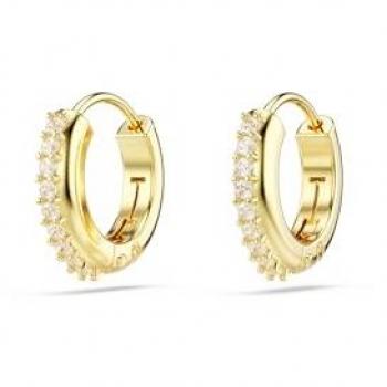 Pendientes de aro Matrix bañados en oro con circonitas transparentes Swarovski