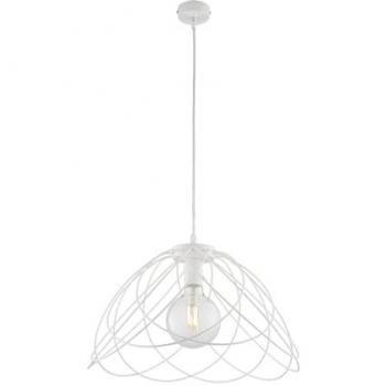 Lámpara de suspensión moderna 1 luz estilo pagoda con estructura de hierro lacado blanco
