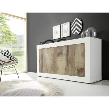 Sideboard Básico 160 cm, 3 Puertas, Color Blanco, Estilo Moderno, Gran Capacidad de Almacenamiento