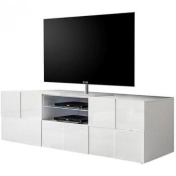 Mueble CALISTO - LEDs - 2 puertas y 1 cajón - Blanco lacado