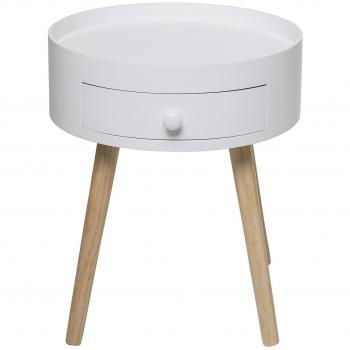 Bloomingville – Mesa auxiliar con cajón color blanco