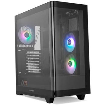 Caja PC NOX Hummer Ether Semitorre ATX M-ATX ITX Cristal Templado Curvo Negro con Espacio para 9 Ventiladores y USB-C