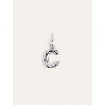 Charm Letter Organic de Plata Bañada en Rodio Letra C
