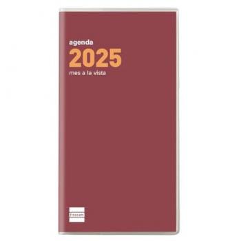 Finocam - Agenda Plana Cóctel 2025 Burdeos Mes Vista Enero 2025 - Diciembre 2025 (12 meses) Español, tamaño PL4-80x150 mm