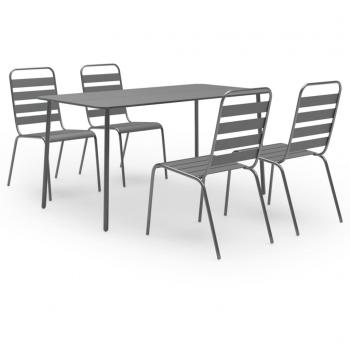 5-Piece Dark Grey Steel Garden Patio Dining Set