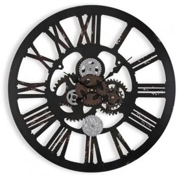 Reloj de Pared Decorativo Versa Louisville, Estilo Vintage, Metal Negro, Medidas 59 x 4 x 59 cm, Ideal para Cocina, Salón, Comedor o Habitación