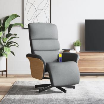 Sillón reclinable de masaje con reposapiés en tela gris claro
