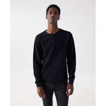 Salsa Jeans - Jersey de hombre con textura en color negro y cuello de botones