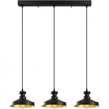 Lámpara colgante Berceste 182-S1 de 3 luces en negro y dorado
