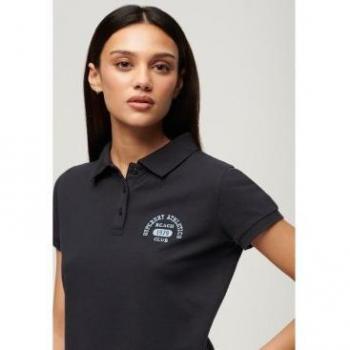 Polo ajustado estilo vintage Superdry 90s azul marino para mujer