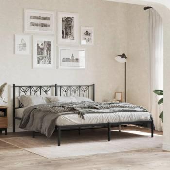 Estructura de cama con cabecero metal negro 183x213 cm vidaXL