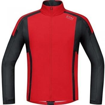 Gore Running Wear Air Windstopper Soft Shell - Camiseta de manga larga para hombre, color rojo / negro, talla S