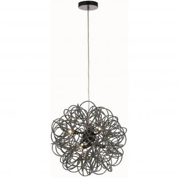 Lámpara colgante Cassidy Black de 6 bombillas, diámetro 48cm, diseño esférico de aluminio entrelazado, compatible con luces G9 en color negro
