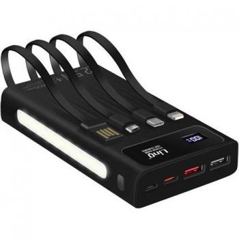Powerbank 25800mAh con Cable 4 en 1, Puerto USB 22.5W y USB-C 20W Negro