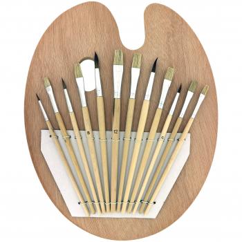 Kurtzy Set de Pinceles y Paleta de Madera